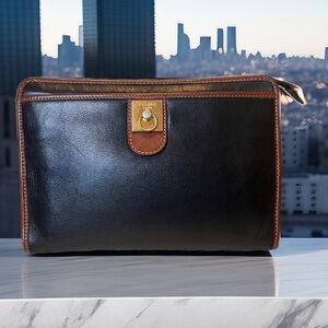 Authentic Celine Vintage Clutch - Black Leather